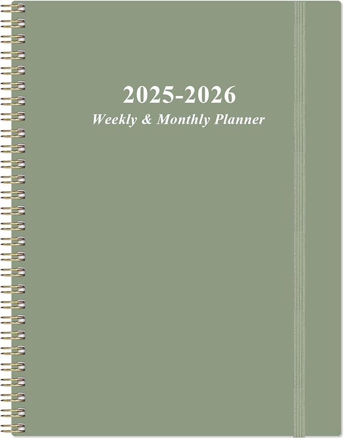 2025-2026 Planner - Academic Planner 2025-2026 from July 2025 to June 2026 with 12 Monthly Tabs, Flexible Cover, Inner Pocket, 8.5" x 11", Green