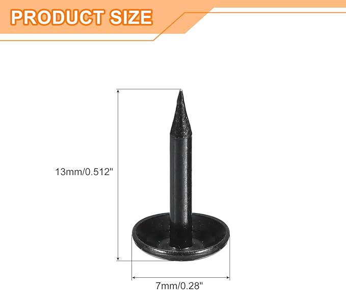 uxcell Upholstery Tacks Nail Pins Furniture, 100Pcs 7x13mm Thumb Tack Pins Assortment Kit Carbon Steel for Home Sofa DIY Decorative Nail Heads Nails, Black