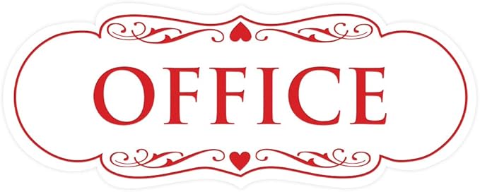 All Quality Designer Office Sign | Easy Installation - White/Red - Small (1 Pack)