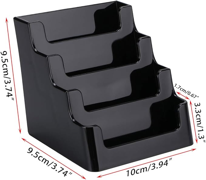 Hipiwe 2 Packs 4-Tier Acrylic Business card Holder Stand Clear Desktop Index Card Filing Card Holder Diaplay