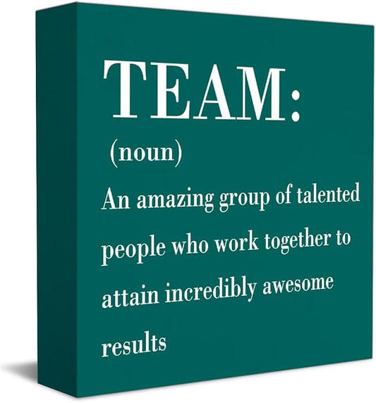HTBIG Rustic Green Wooden Team Sign, Office Desk Decor