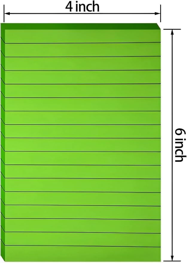 (9 Pack) Lined Sticky Notes Pads, 9 Bright Colors Post Sticky Notes 4x6 Inches, Super Sticking Power Memo Pads, Strong Adhesive and Aesthetic, Sticky Notes Perfect for Office,School,Meeting and Home.