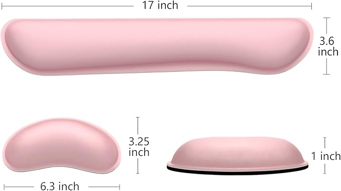 Dapesuom Enlarge Keyboard Wrist Rest, Memory Foam Wrist Cushion for Desk Mats Support, Cute Typing Pain Relief Keyboard Mouse Pad Rests Set with Non-Slip Base for Gaming Laptop Office Computer, Pink
