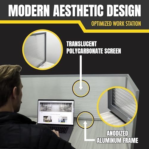 OBEX Polycarbonate Office Desk Mounted Privacy Screen Adjustable Table Top Panel Divider, Universal Aluminum Bracket-USA Made, 18" x 30", Translucent