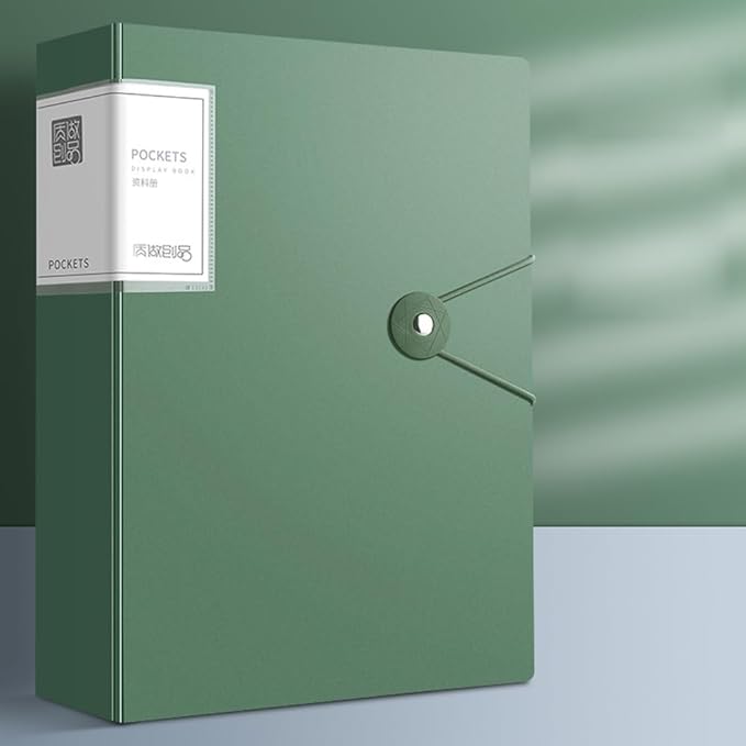 File Folder - 100 Pockets, Durable A4 Letter Size Organizer, Water-Resistant Plastic Dividers, Home/Office/School Document Holder (Dark Green)