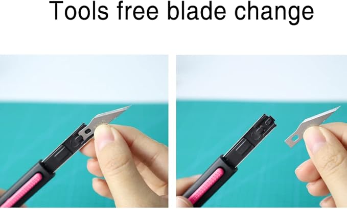 Nova Precision Craft & Hobby Knife, Premium Safety Cutter for Trimming, Vinyl Weeding and Art, Innovative Flat Design for a Better Use, Retractable #11 Fine Point Blade, Super Slim and Safe (Pink)