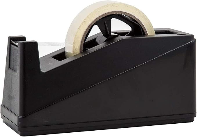 Royal Imports Desktop Tape Dispenser Adhesive Roll Holder (Fits 1" & 3" Core) Heavy Duty Premium for Office, Home, School, Library, Crafts, Moving, Giftwrapping with Weighted Nonskid Base, Black