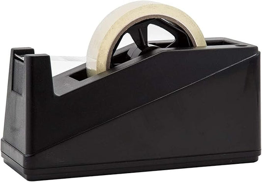 Royal Imports Desktop Tape Dispenser Adhesive Roll Holder (Fits 1" & 3" Core) Heavy Duty Premium for Office, Home, School, Library, Crafts, Moving, Giftwrapping with Weighted Nonskid Base, Black