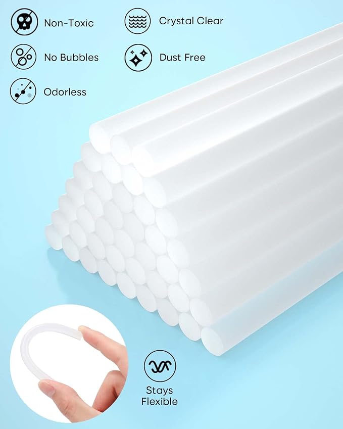 SHALL Mini Hot Glue Sticks, 0.27” Dia x 8” Long, 100-pack Clear Hot Melt Glue Gun Sticks for All-temp Mini Glue Guns, Multipurpose for Kids Adults DIY Art Craft Sealing Repairing Festival Decoration