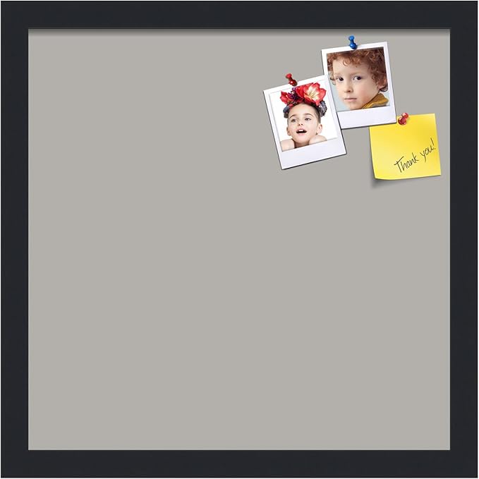 PinPix 15x15 Inch Cork Bulletin Board. This Decorative Framed Pin Board Comes with Dark Stone Design and a Satin Black Frame. Ideal for Home Office Decor or Message Board (PinPix-1808)