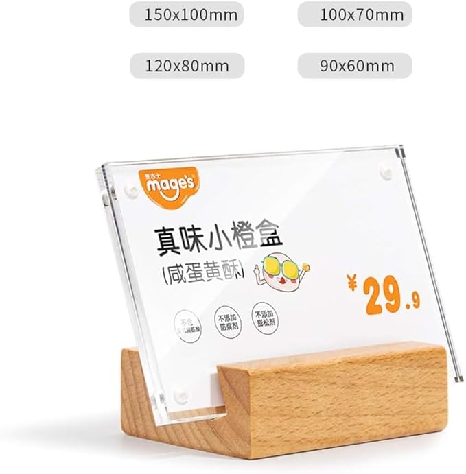 2 Pack Acrylic Label Holder Price Tag Displays Sign Holder Data Card Holder Table Top Sign Stand(150*100mm/5.91x3.94 inches)