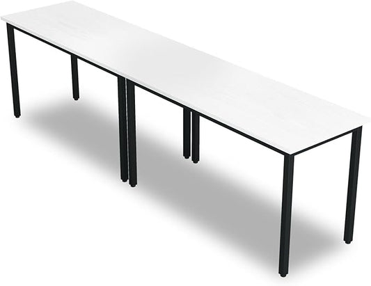 Bonzy Home Conference Tables 9ft Office Computer Desk for Meeting Room Study Writing Printer Podcast Table for 4-8 People Modern White 2PCS 110.2"x23.6"x29.5"