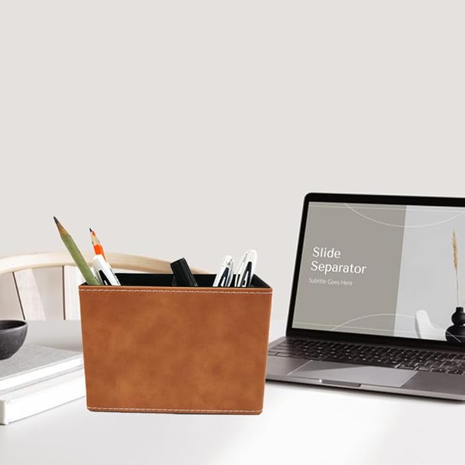 Pen Pencil Holder Cup Container Leather Desk Organizer Stand Decor Brush Scissor Holder Decoration Office Desk Home School