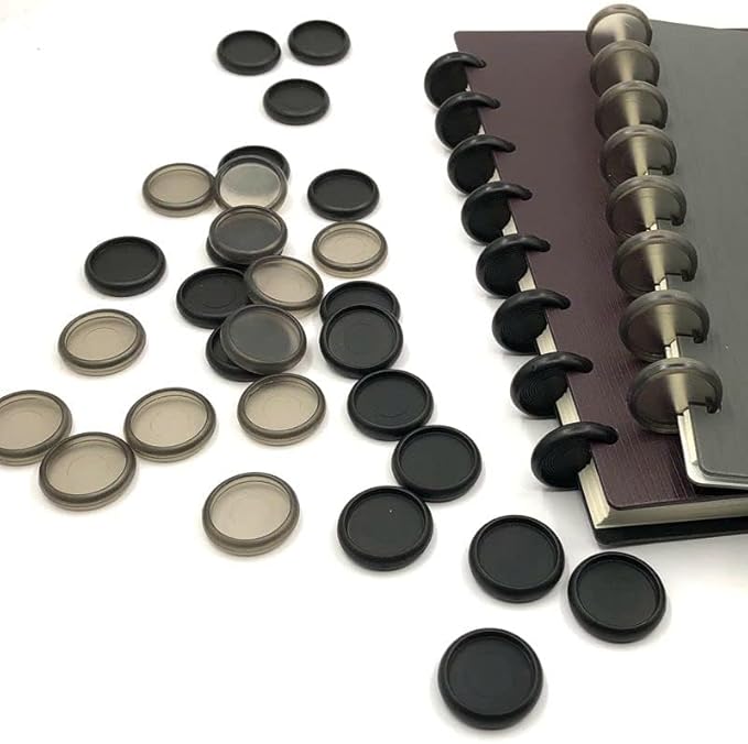 100pcs Discbound Planner Discs Expansion Discs Loose Leaf Disc for Discbound Notebook Planner Scrapbook Binding(Black Smoke Black Mixed,1.26 inch/32mm)