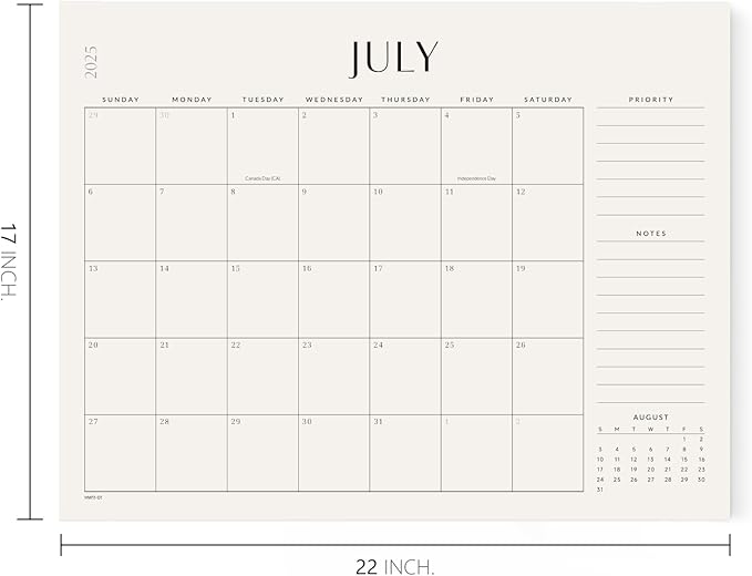 Jotsome Desk Calendar 2025-2026, Academic Desk Pad Calendar From July 2025 to December 2026 22x17 inch, Desk Blotter Calendar for Home and Office, Easy Planning (Jul 2025 - Dec 2026, Extra Large)