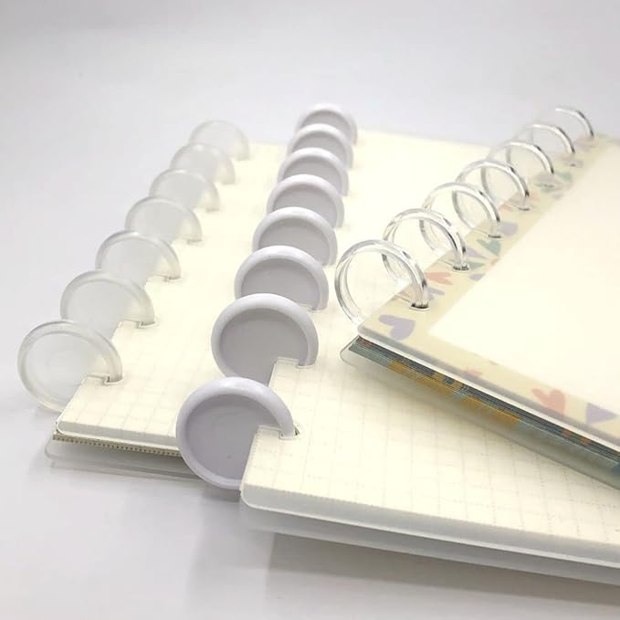 100pcs Discbound Notebook Discs DIY Planner Accessories fits for Tul,Levenger,Arc,Happy Planner,Talia(Super Clear White Clear Mixed,0.7inch/18mm)