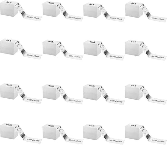 OausTect 4x6 Shipping Label 16000 Fanfold Labels for Rollo, Zebra Direct Thermal Printer, with Perforations - 16 Stack (16 Stack/16000 Labels)