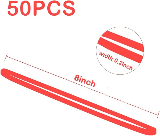 AMUU Rubber Bands 50 Pack 8inch Big Large Rubber Band for Trash Cans Elastic Rubber Bands for Office Supplies File Folders Box Books gifts Notebook Red