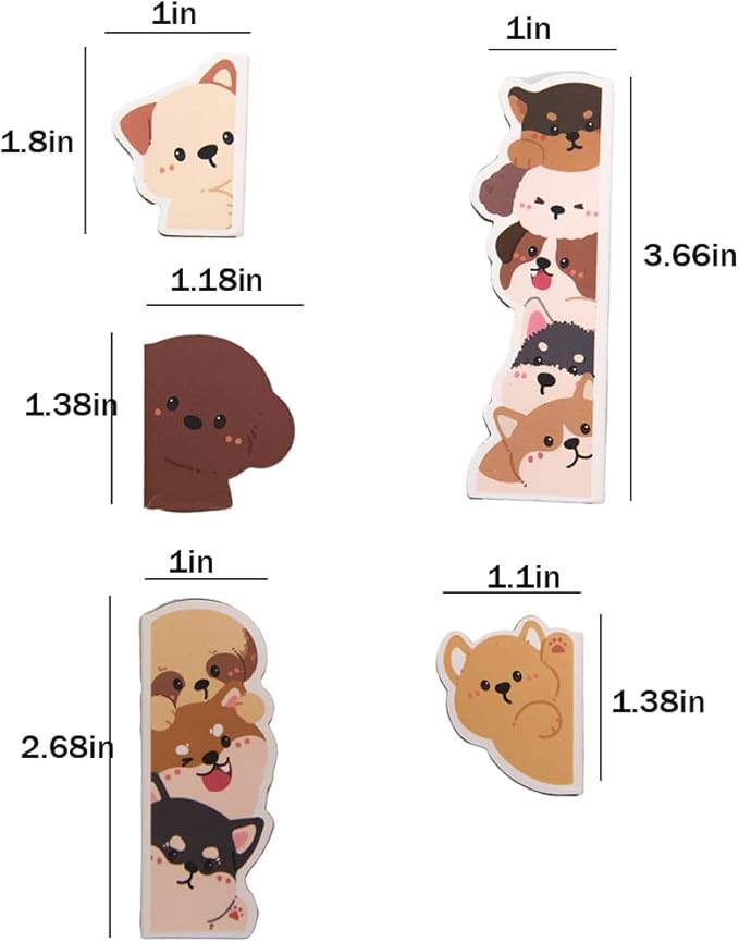 5pcs/Set Cute Magnetic Bookmark, Funny Peeping Dog Book Marker Clip for Teachers, Students, Book Lovers Gifts, Printing on 2 Side (Dog)