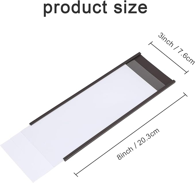 Eeoyu Magnetic Label Holders with Magnets Magnetic Data Card Holders with Clear Plastic Protectors for Metal Shelf, Whiteboard, Set of 50 (3 x 8 Inch)