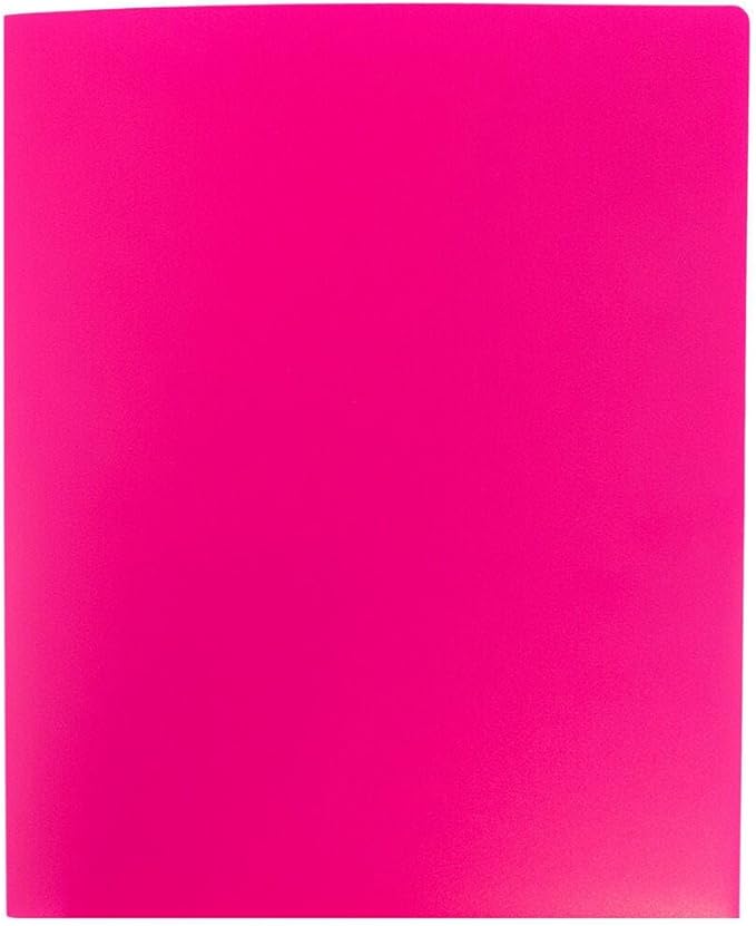 JAM PAPER Heavy Duty Plastic 2 Pocket Extra Tough School Folders - Fuchsia Hot Pink - Bulk 144/Box