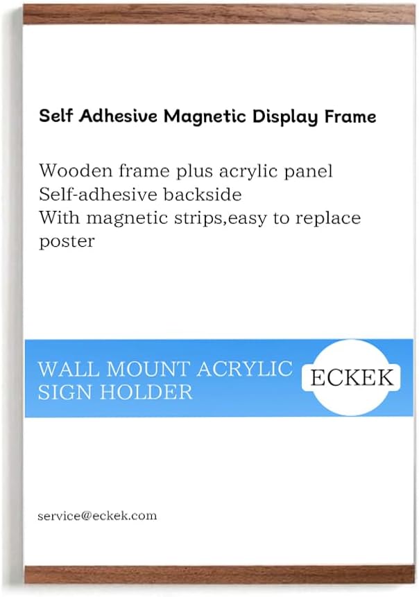 Wall Mount Acrylic Sign Holder Self Adhesive Magnetic Display Frame Clear Document Frame for Office, Store, School, Home, Wall Picture Frame (Horizontal and Vertical Dual Use A5 148×210mm/5.83×8.27inches)
