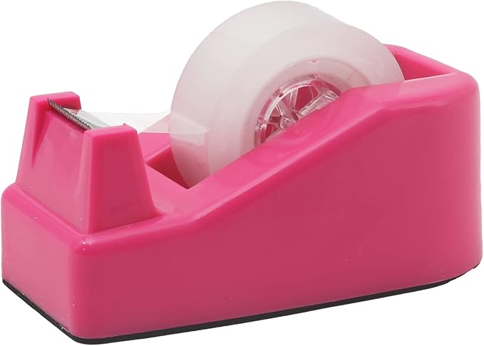 Desktop Tape Dispenser Heavy Duty Desk Accessories Floral Office Tape Dispensers, Weighted Non-Skid Base, Rose Red
