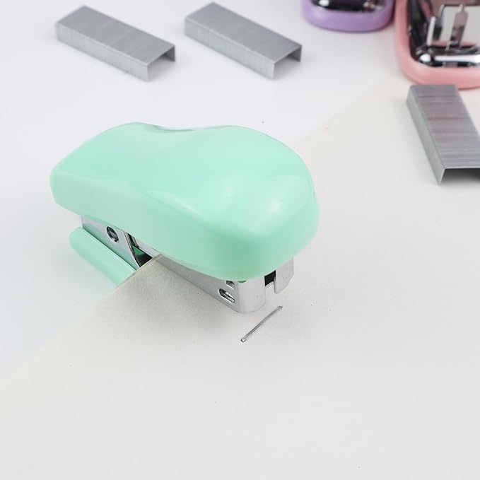 Mini Desktop Stapler Set,20 Sheet Capacity,Includes Built-in Staple Remover and 750PCS No.12 Staples,Small Cute Stapler for Office and School Supplies (Green)