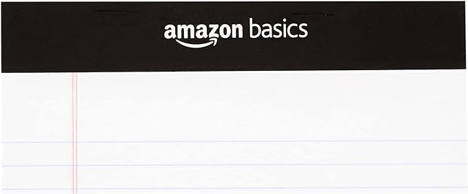 Amazon Basics Narrow Ruled Lined Writing Note Pad, 5 inch x 8 inch, White, 12 Count (12 Pack of 50 pages)