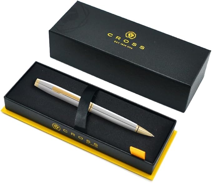 Cross Coventry Refillable Ballpoint Pen Presented in a Everyday Gift Box - Medium Point, Black Ink, Polished Chrome & Gold