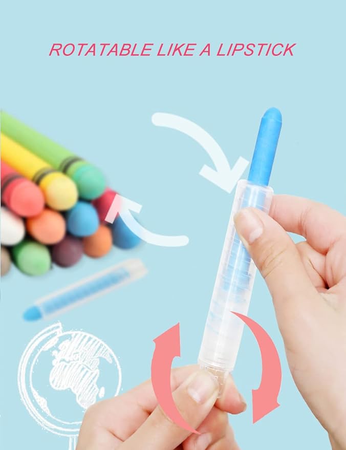 Non-toxic Dustless Chalk With Holder for Kids Colored Chalk Whiteboard Art Tool for Blackboard Kids Children Drawing Writing,24PCS