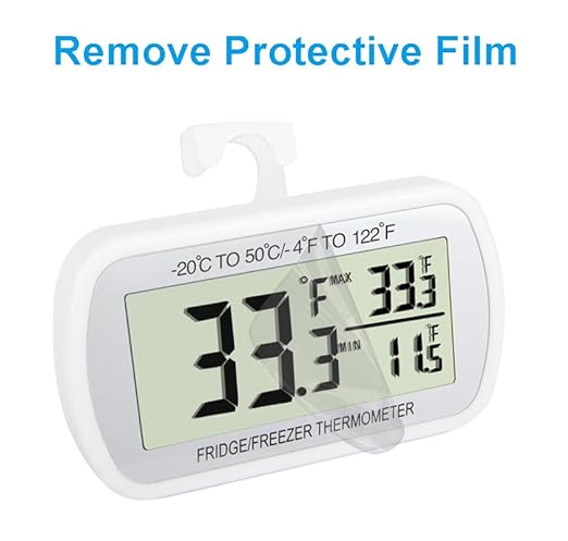 Waterproof Refrigerator Fridge Thermometer, Digital Freezer Room Thermometer, Max/Min Record Function Large LCD Screen and Magnetic Back for Kitchen, Home, Restaurants (1 Pack)