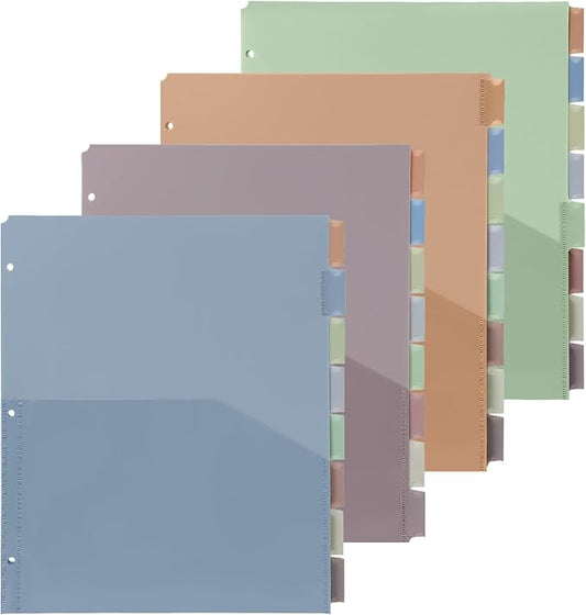 32 Pcs/4 Sets 8 Tab Binder Dividers with Pockets Plastic Tabs Dividers for 3 Ring Binder with Pockets Colorful Sturdy Subject Notebook Divider for Office School Home Business Organizer (Boho)