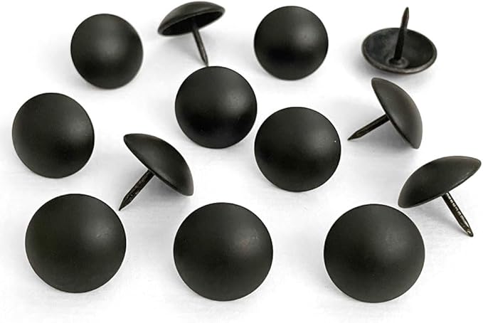 Let's Decorate 100PCS D19mm/0.75" Matt Black Upholstery Tacks, Decorative Tacks for Sofa Couch, Furniture Metal Thumb Tacks, Home DIY Decorative Nail Heads Nails (19mmx17mm Matt Black)