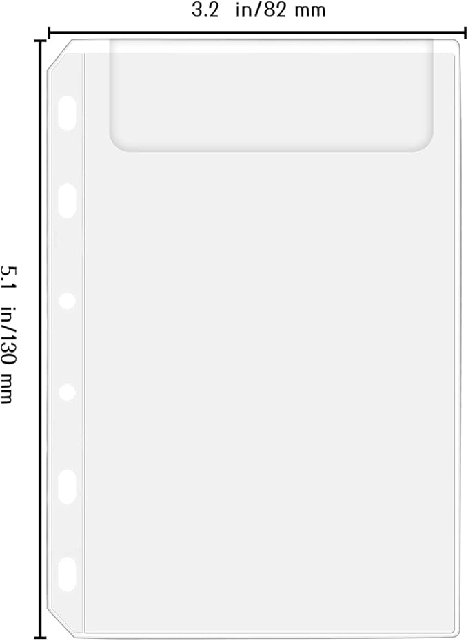 Antner 12PCS A7 Mini Binder Pockets 6-Hole No Zipper Budget Cash Envelopes Money Organizer for A7 6 Ring Binder Wallet, Clear Zipless Cash Stuffing Envelopes Planner Inserts Loose Leaf Filling Bags