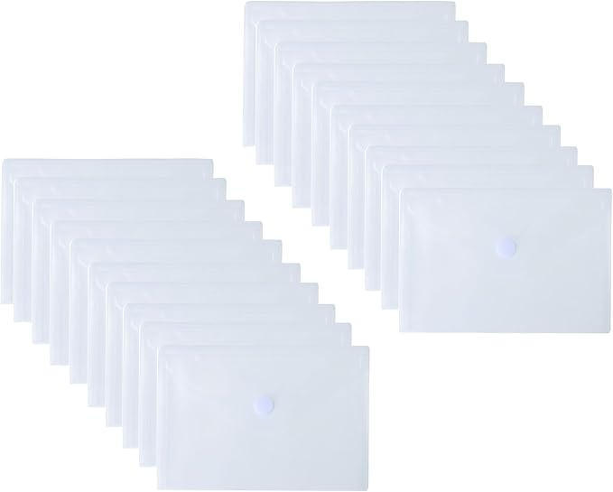 5.5’’ x 8.5’’ Clear Plastic Envelopes Cutting Dies Stencil Crafts Paper File Index Cards Holder 20 Pack Hook Loop Closure