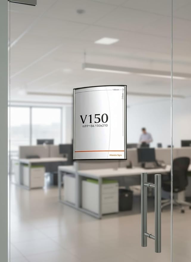 Office Door/Wall NAMEPLATE Sign Frame Display Curvature Design Silver Holder (6.0" W x 8.27" H)