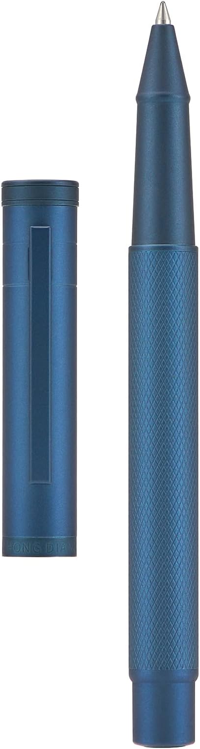 Hongdian Dark Blue Forest Rollerball Pen with Schmidt Black Ink Refill, Classic Design with Metal Case for Business Signature