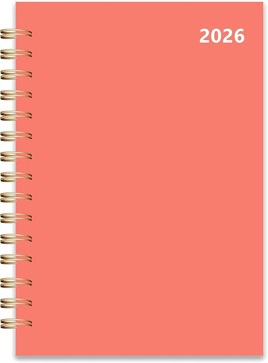 Planner 2026 January to December, 5.5" x 8.5" Daily Weekly and Monthly Calendar Planner for Productivity, Goal Setting & Time Management, Organizer for Work, School & Life - Orange Hard Cover