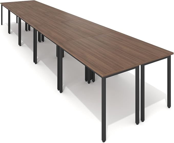 Bonzy Home Conference Tables 23ft Office Computer Desk for Meeting Room Study Writing Printer Podcast Table for 24 People Rustic Walnut 10PCS 275.5"x47.2"x29.5"