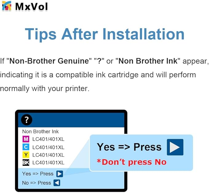 MxVol LC401XL Compatible Ink Cartridges Replacement for Brother LC401 LC-401XL LC-401 High Yield for MFC-J1010DW MFC-J1170DW MFC-J1800DW MFC-J1012DW Printer Ink (2-Black Cyan Magenta Yellow, 5-Pack)