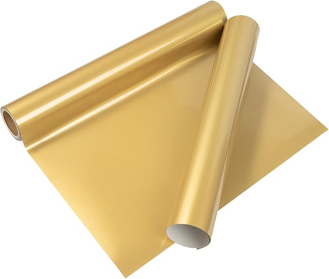 VINYL FROG Heat Transfer Vinyl Roll HTV Vinyl - 12" x5ft Gold Iron on Vinyl for T-Shirts, Heat Press Vinyl for DIY Craft Designs (Gold)
