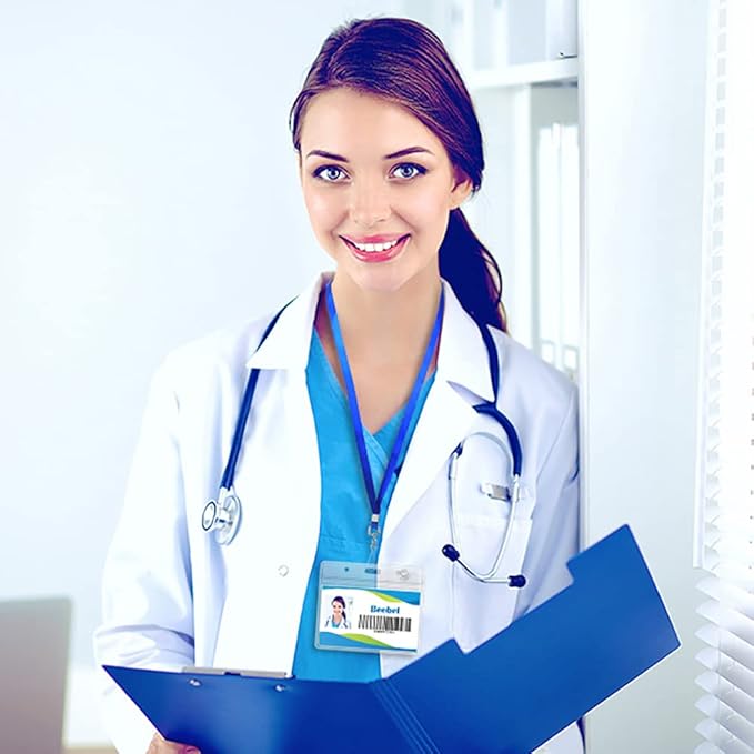 Beebel ID Badge Holder Lanyards with Waterproof Badge Card Bulk Lanyard for Name Tags Holders(Black)