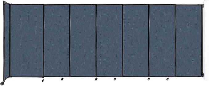 Wall-Mounted Sliding StraightWall Room Divider | Adjustable Widths | Locking Wheels | Room Separator | Up to 15'6" Wide x 6' Tall Ocean Fabric Panels