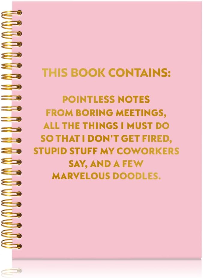 Pointless Notes from Boring Meetings Funny Pink Golden Spiral Notebook, Humorous Office Gifts, Gag Gifts for Coworkers, Funny Office Sarcastic Gifts for Coworkers,Team Members, Employees