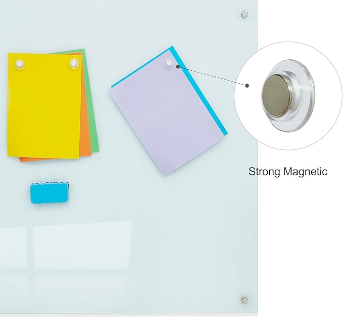 Glass Magnetic White Board - 72 x36 Inches Dry Erase Whiteboard for Wall, Frameless Wrting Board for Display, Large Wall Mounted Glass Board for School, Office and Home