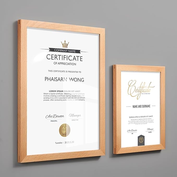 Wall Mount Acrylic Sign Holder Self Adhesive Magnetic Display Frame Clear Document Frame for Office, Store, School, Home, Wall Picture Frame (Beech A5 148×210mm/5.83×8.27inches)