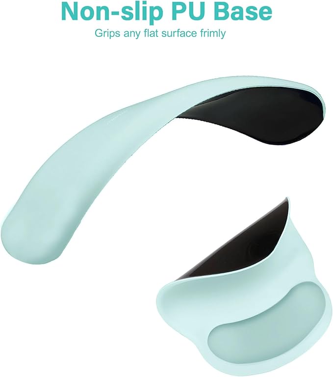 MOSISO Wrist Rest Support for Mouse Pad&Keyboard Set, Circle Curved Ergonomic Mousepad&Coaster Non-Slip Base Home/Office Pain Relief&Easy Typing Pad with Soft Cloth&Silicone Lining, Aquamarine