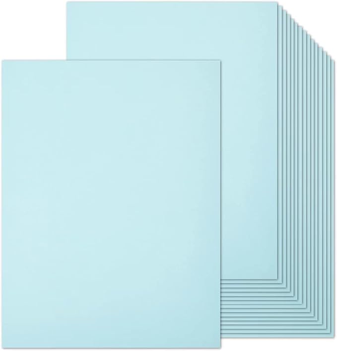 100 Sheets Light Blue Cardstock 8.5 x 11 Pastel Paper, Goefun Blue Card Stock Printer Paper for Wedding Invitations, Menus, Crafts, DIY Cards