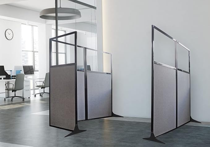 Versare Workstation Partition | Portable Wall Divider | Modern Office Cubicle | Free Standing Privacy Screen | Flexible Work Space | 66" x 70" Cloud Gray Fabric Panels